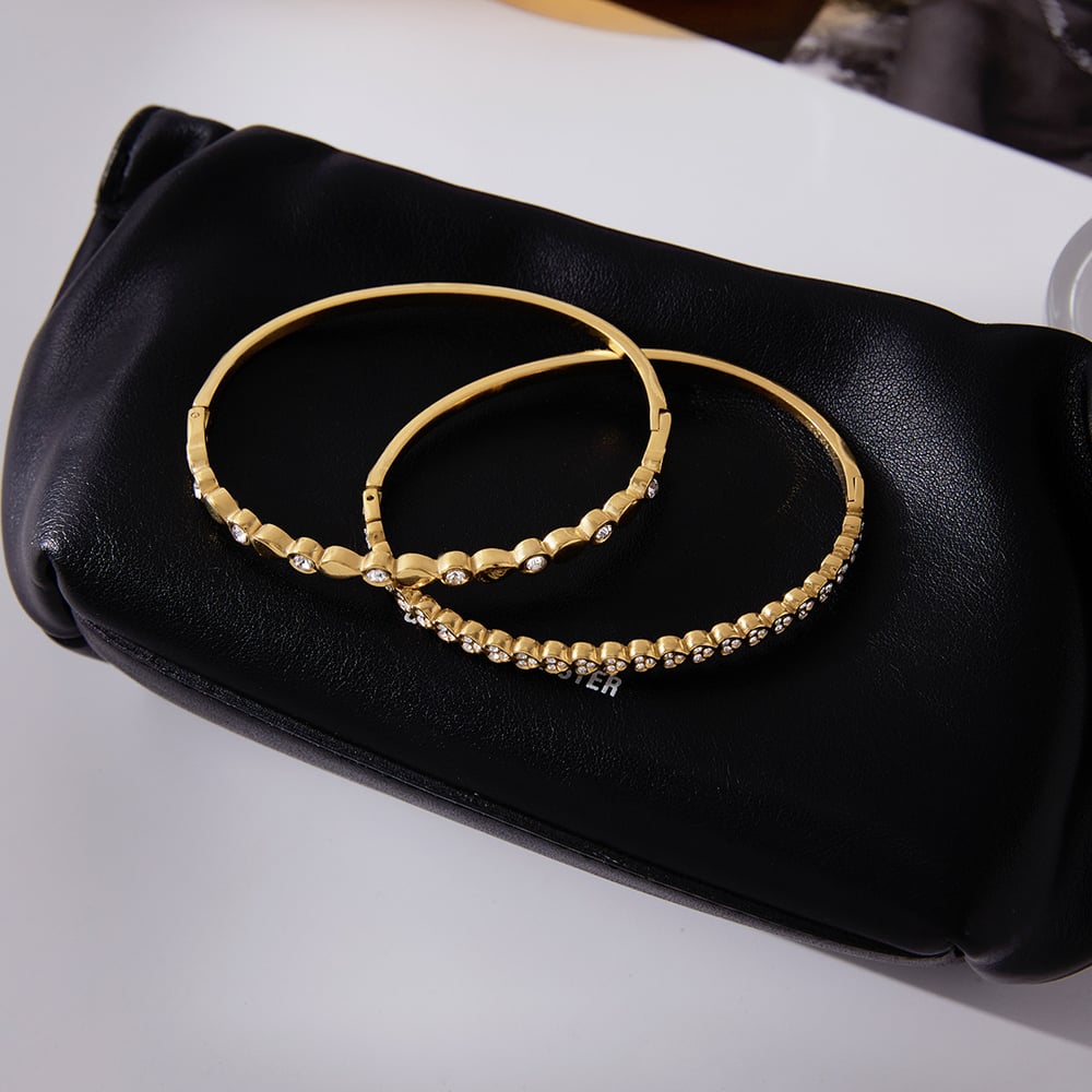 1 Piece Elegant Droplet Heart Stainless Steel Gold Color Women's Bangles h5Picture5