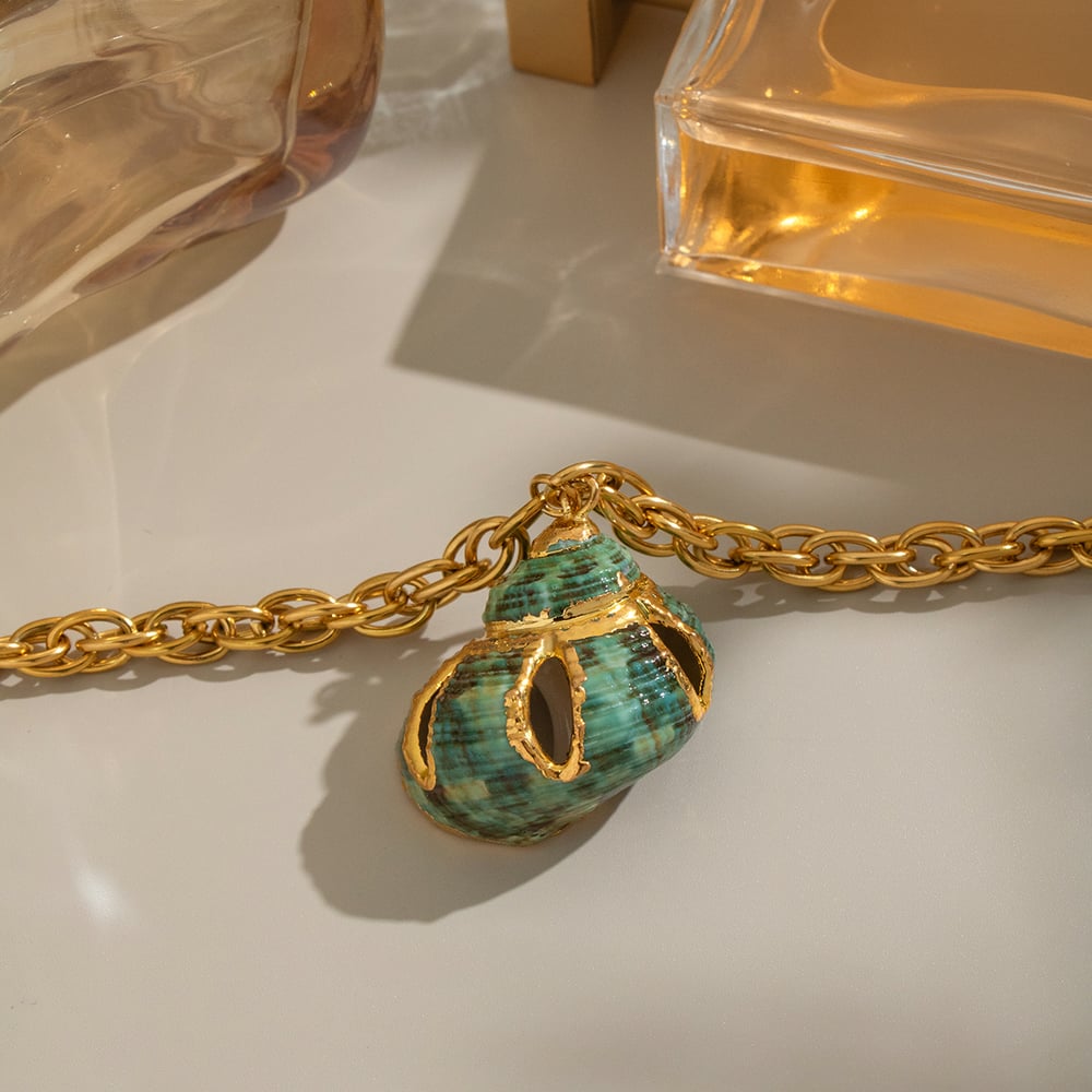 1 Stück Halskette mit Anhänger aus Edelstahl mit natürlicher Muschel Bild3