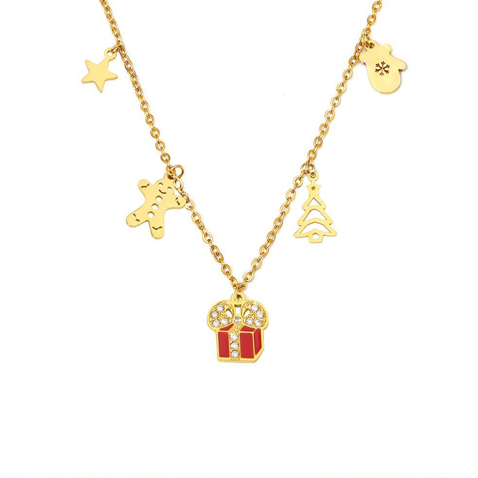 1 Stück Weihnachtsgeschenk Edelstahl Zirkon Damen Anhänger Halsketten
