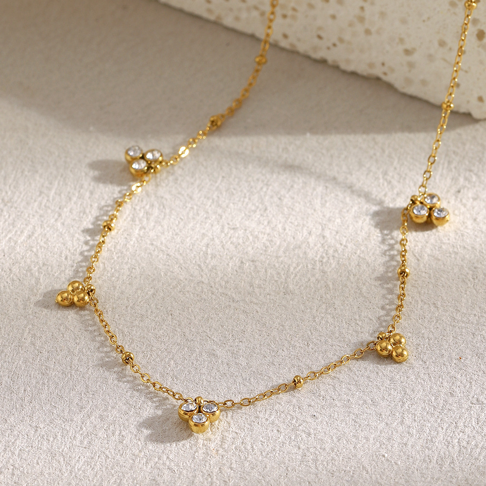 1 Stück einfache elegante Blume Edelstahl Gold Farbe Damen Kette Halsketten h5Bild3