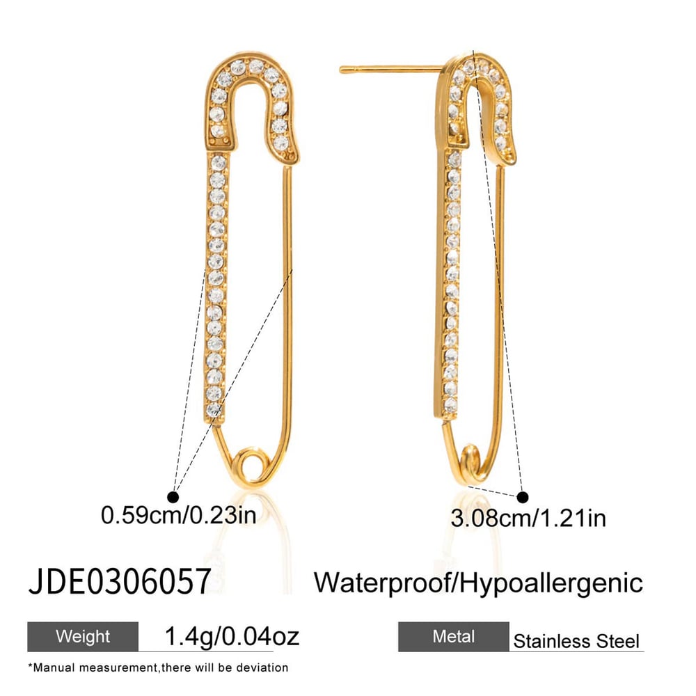 1 Pair Simple Paper Clip Shape Stainless Steel Gold Color Women's Stud Earrings h5Picture2