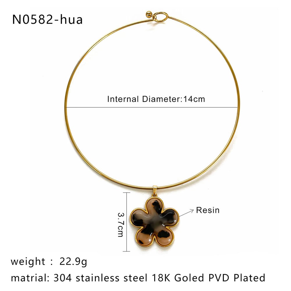 1 Stück Leoparden-Harz-Herz-Goldfarben-Halsband h5Bild2