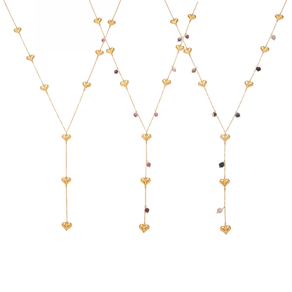 1 Piece Delicate Heart Stainless Steel Natural Stone Women's Long Necklaces h5Picture6