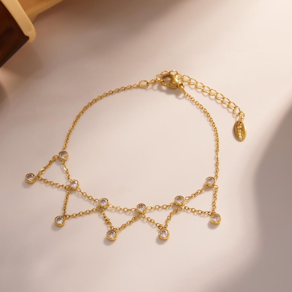 1 Piece Classic Letter Stainless Steel Gold Color Zircon Women's Charm Bracelets Picture3