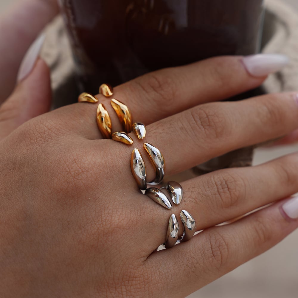 1 Piece Simple Irregular Shape Stainless Steel  Gold Color Women's Statement Rings h5Picture6