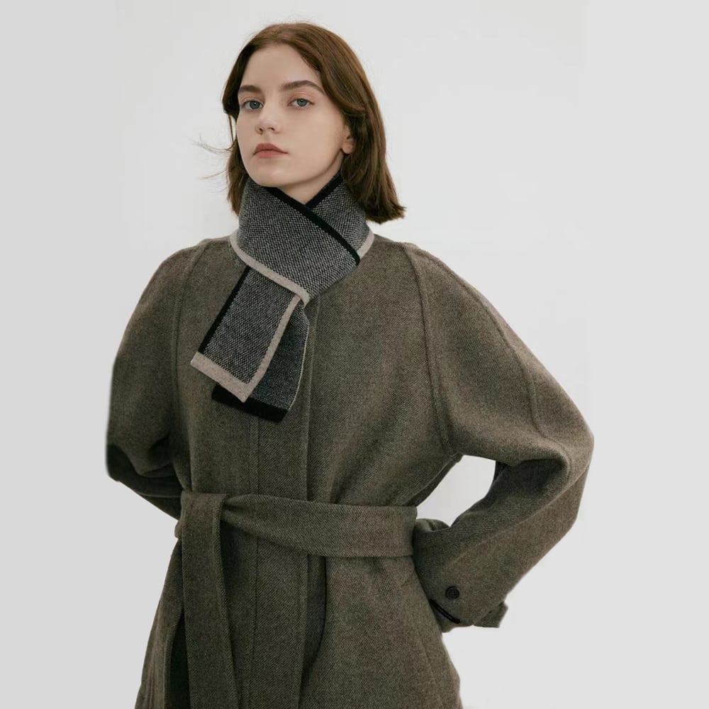 1 Stück einfache Patchwork-Polyester-Winterschals für Damen Bild3