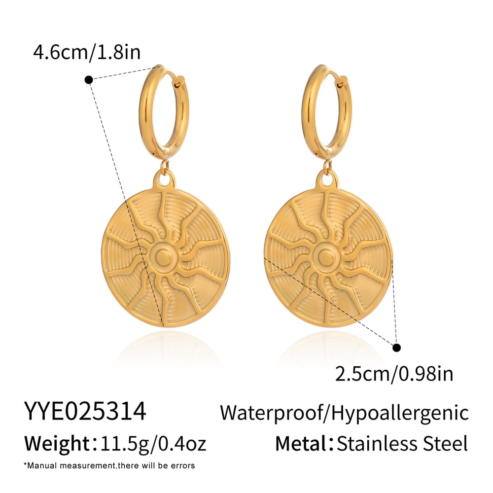 Sun Stainless Steel Gold Color Necklace Set