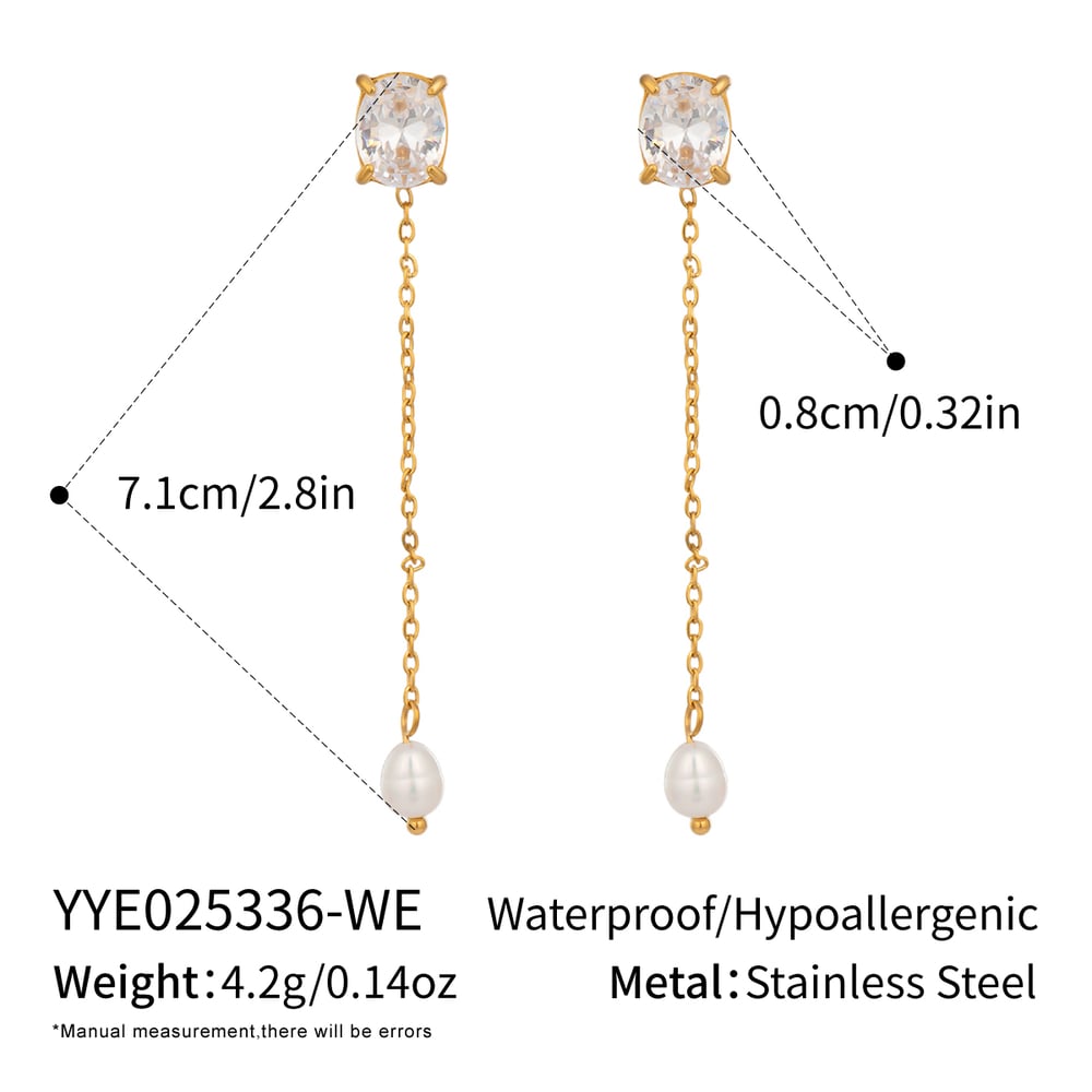 1 Pair Irregular Shape Stainless Steel Gold Color Zircon Dangle Earrings