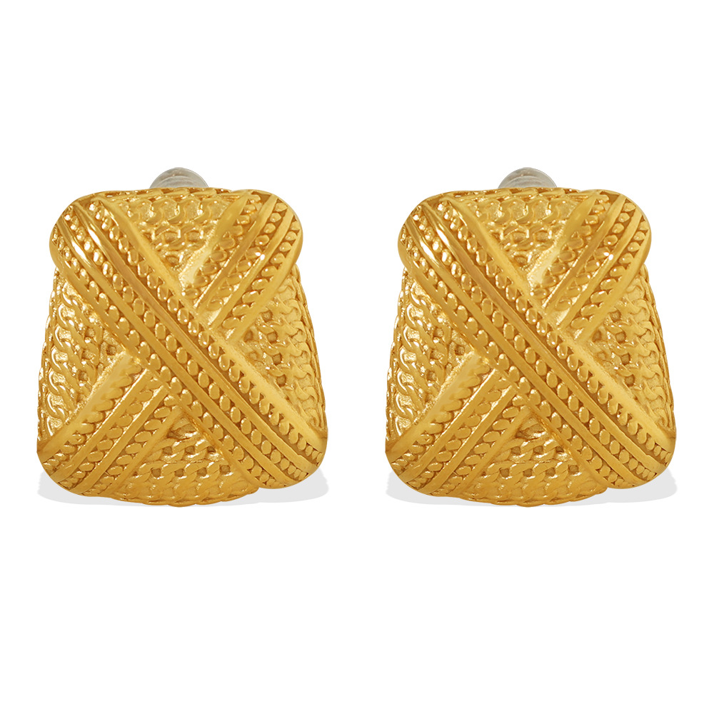 1 Pair Stainless Steel Gold Color Stud Earrings Picture4