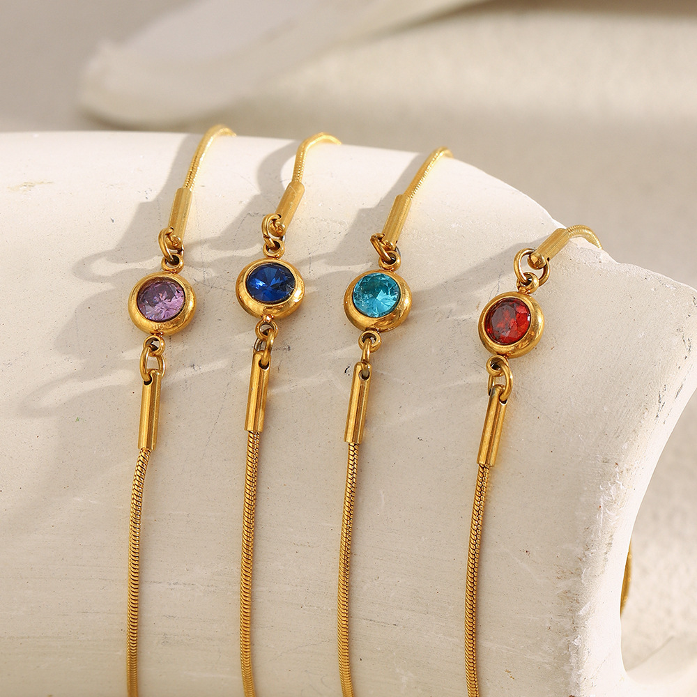 1 Stück einfache elegante Kette Edelstahl Gold Farbe Damen Kettenarmbänder h5Bild3