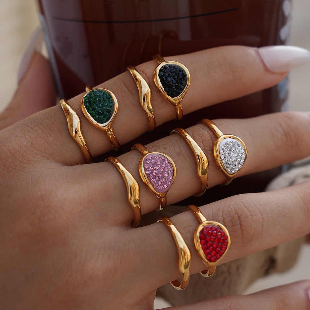 1 Piece Casual Hollowed-out Stainless Steel Gold Color Statement Rings h5Picture8