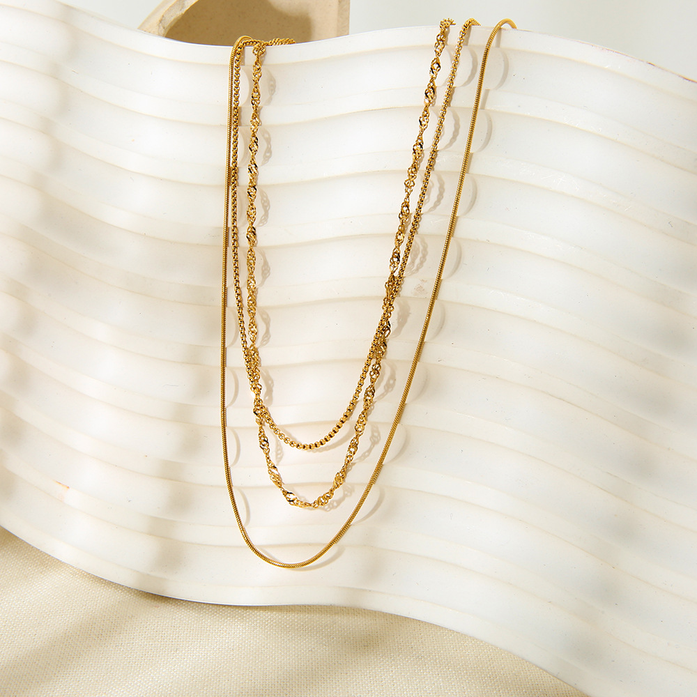 Multi-layered Daily Chain Stainless Steel  Women's Layered Necklaces h5Picture2