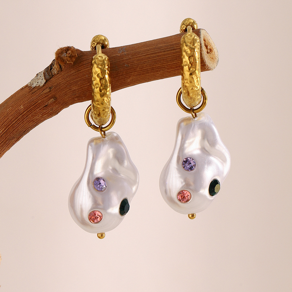 1 Paar einfache, alltägliche, unregelmäßig geformte Tropfenohrringe aus Edelstahl für Damen h5Bild2