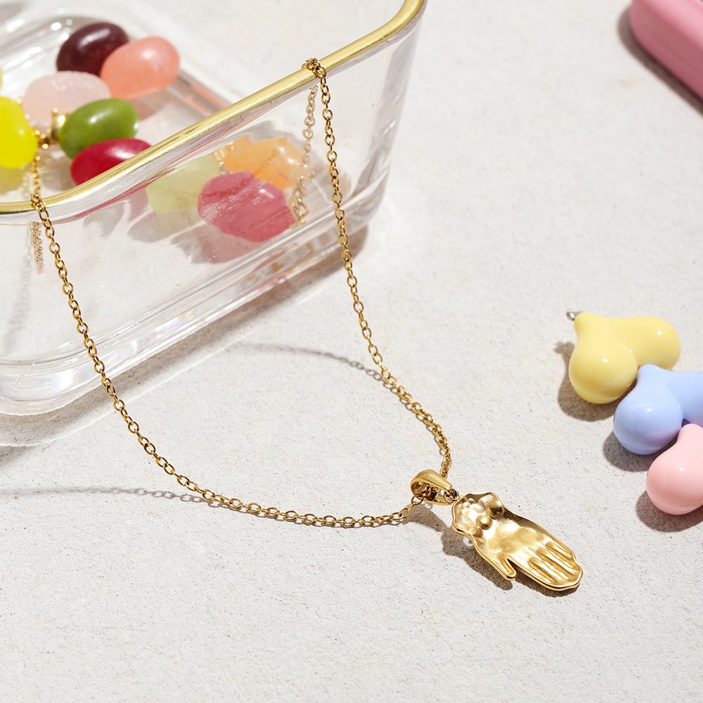 1 Piece Simple Palm Stainless Steel Gold Color Women's Pendant Necklaces h5Picture7