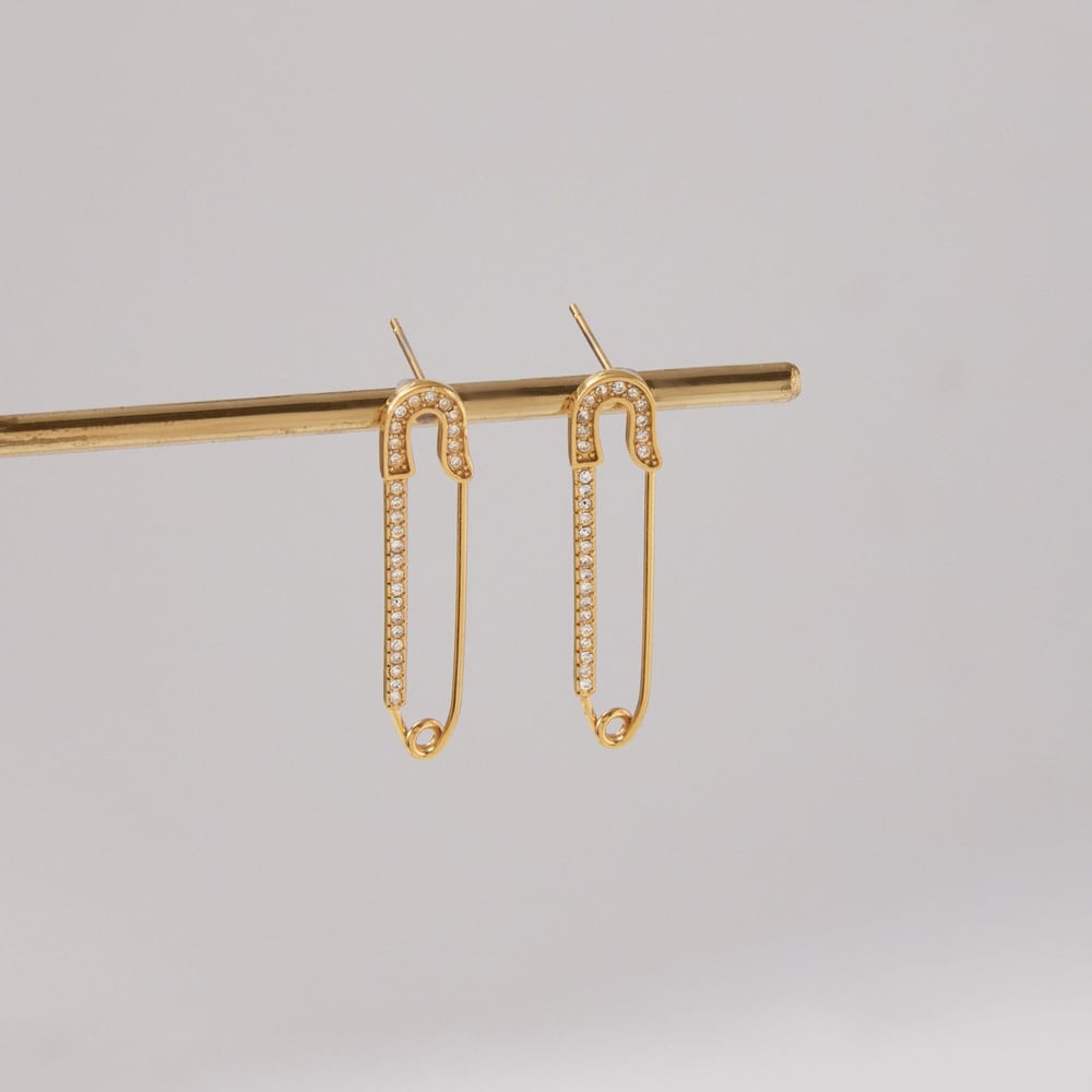 1 Pair Simple Paper Clip Shape Stainless Steel Gold Color Women's Stud Earrings h5Picture5