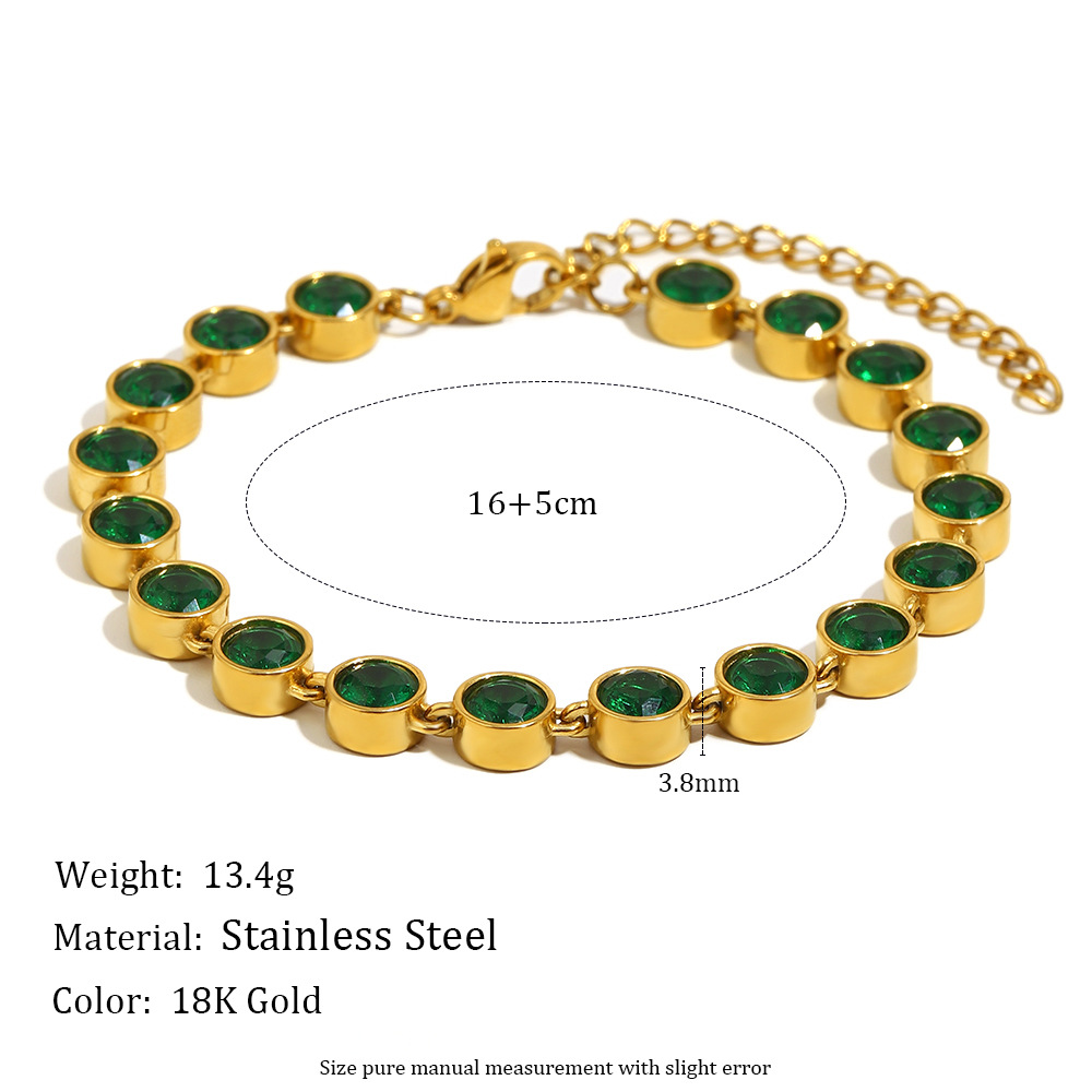 1 Stück luxuriöse klassische Kette Edelstahl Zirkon Damen Kettenarmbänder Bild4