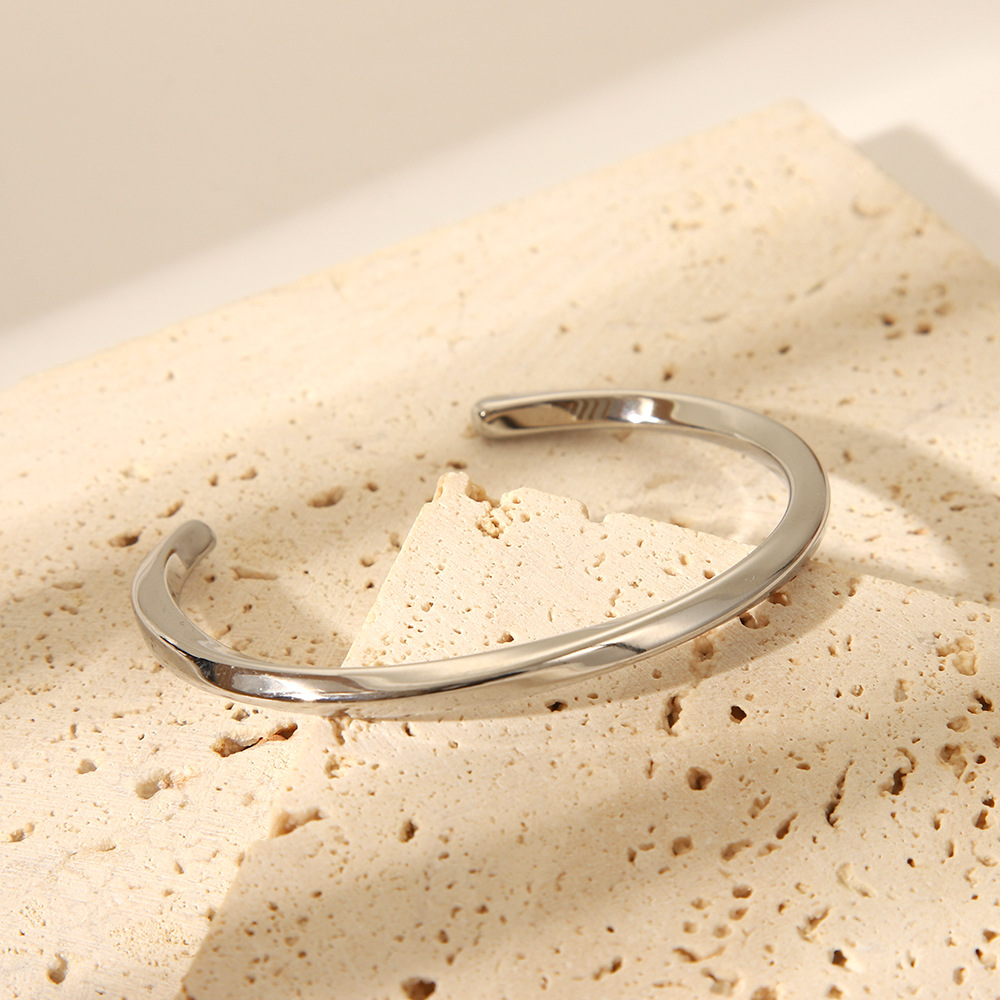 1 Piece Simple Stainless Steel Gold Color Cuff Bracelet h5Picture4