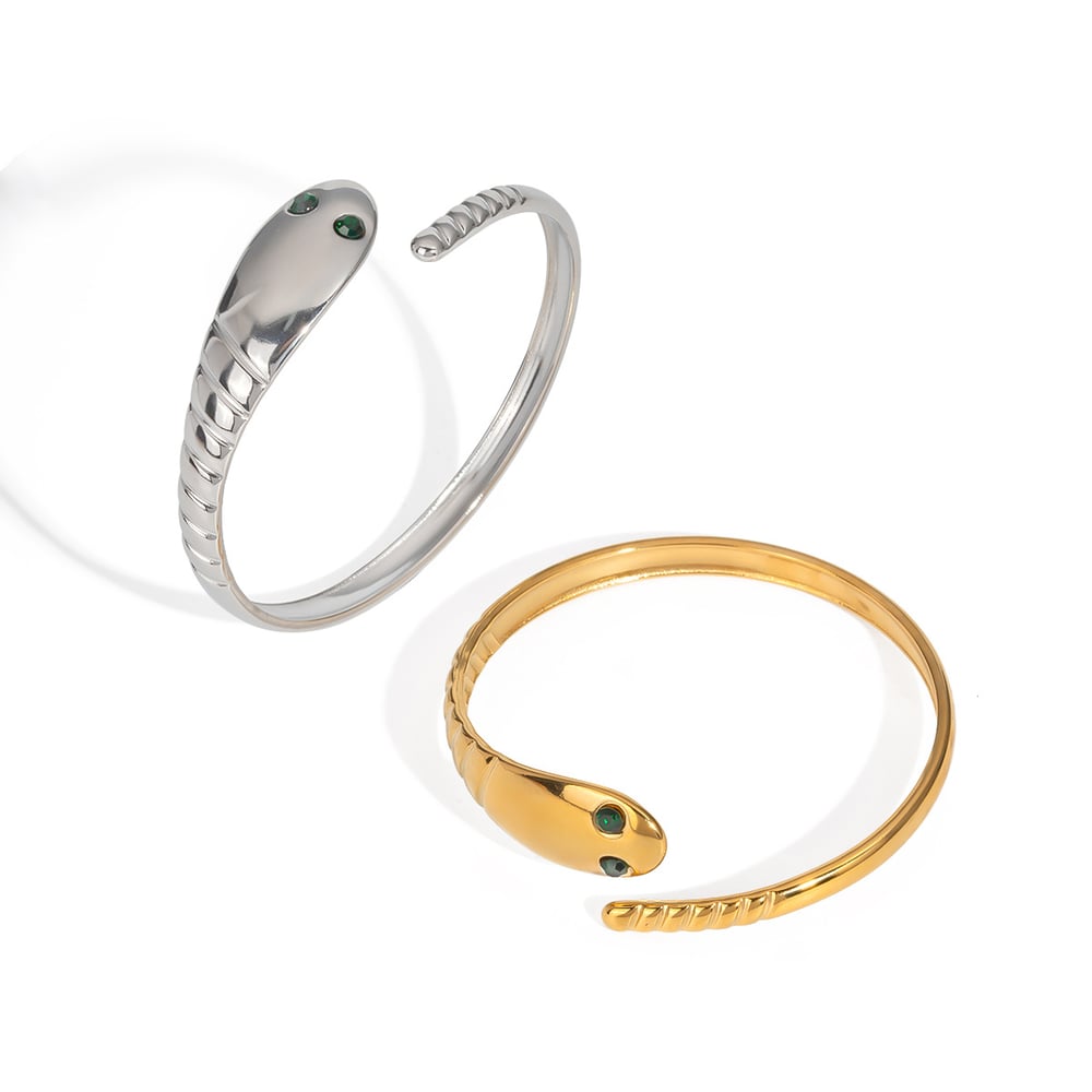 1 Piece Snake Shape Stainless Steel Gold Color Cuff Bracelet h5Picture5