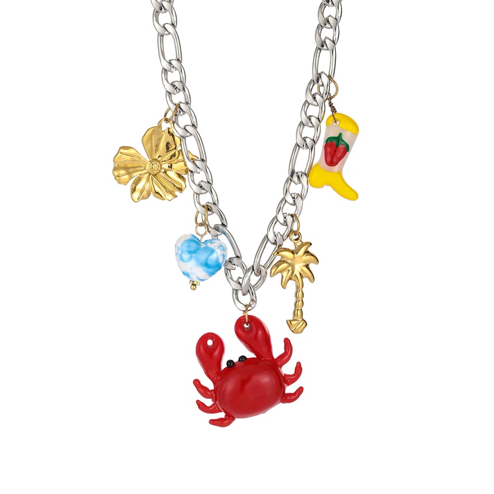 1 Stück Vivid Crab Edelstahl Gold Farbe Damen Anhänger Halsketten 