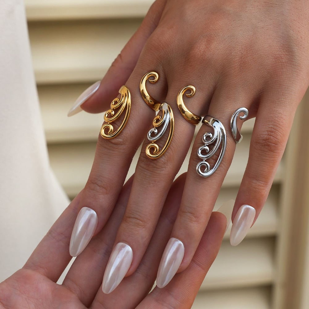 1 Piece Simple Irregular Shape Stainless Steel  Gold Color  Statement Rings h5Picture4