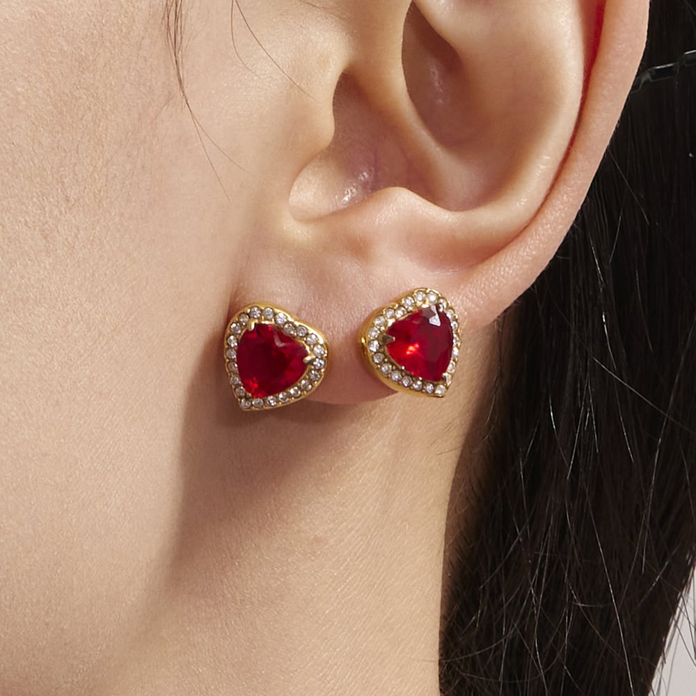 Luxurious Series Red Heart Zircon Stainless Steel Women's Jewelry Sets Picture4