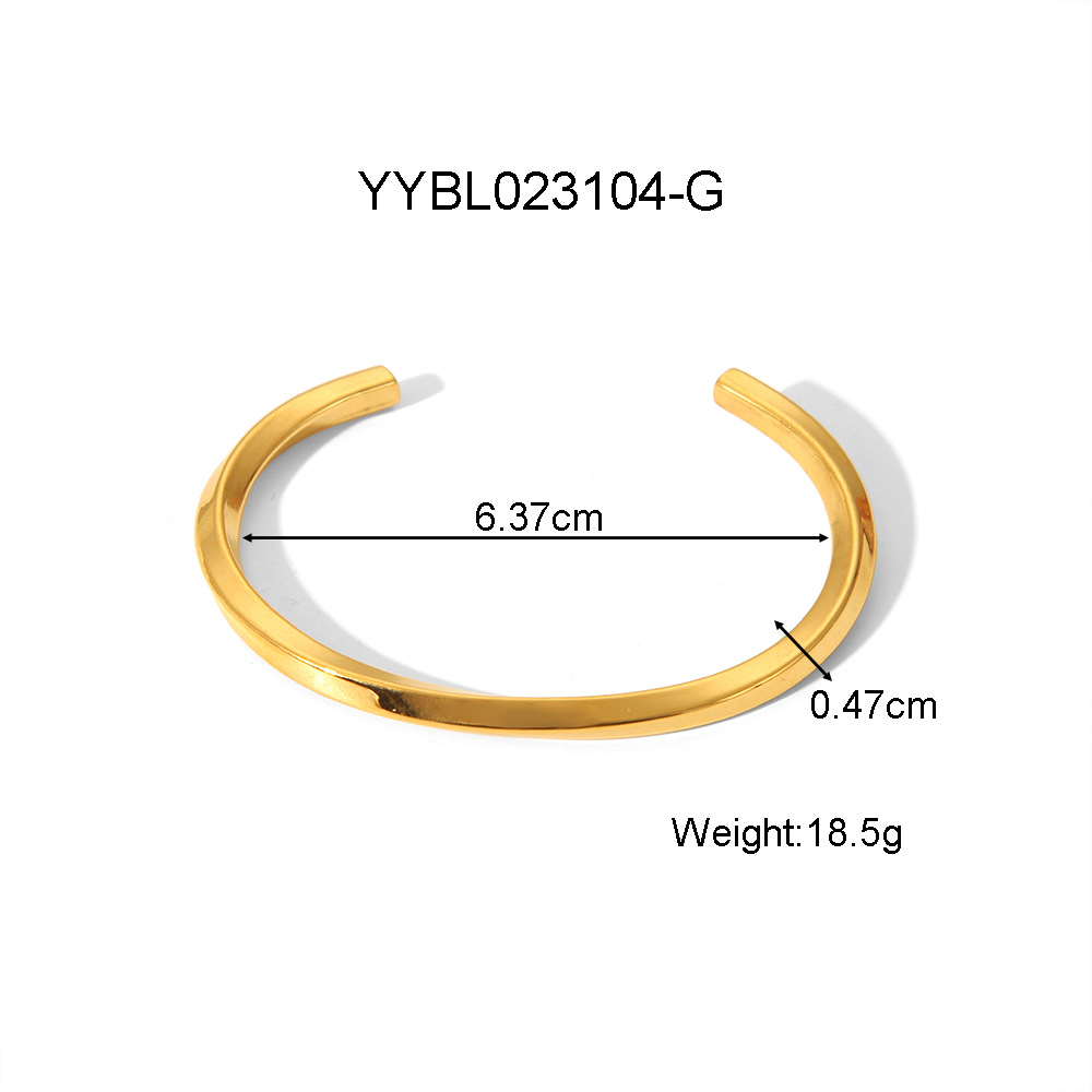 1 Piece Simple Stainless Steel Gold Color Cuff Bracelet