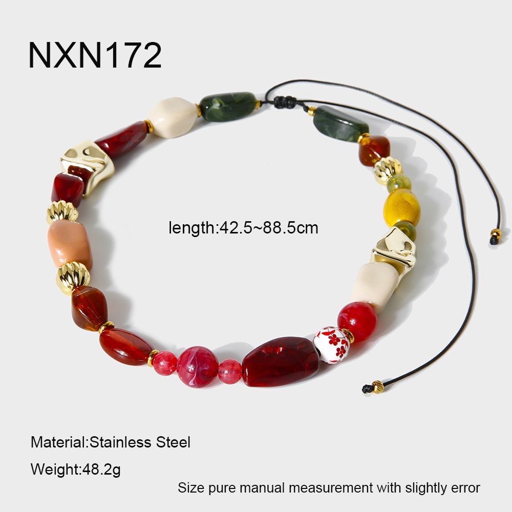 1 Piece Retro Irregular Shape Acrylic Beaded Necklace