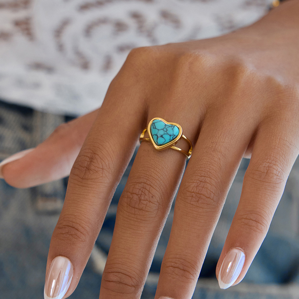 Classic Calaite Heart Stainless Steel Women's Jewelry Sets h5Picture3