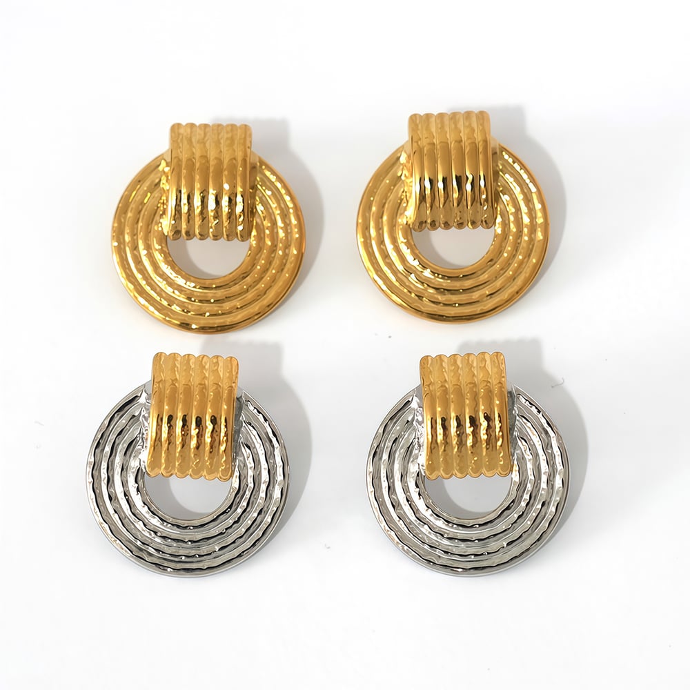 1 Pair of Elegant Multi Colored Round Stainless Steel Woemn's Stud Earrings h5Picture4