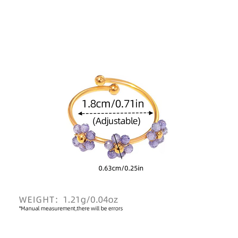 1 Piece  Casual Flower Stainless Steel  Gold Color Women’s Statement Rings