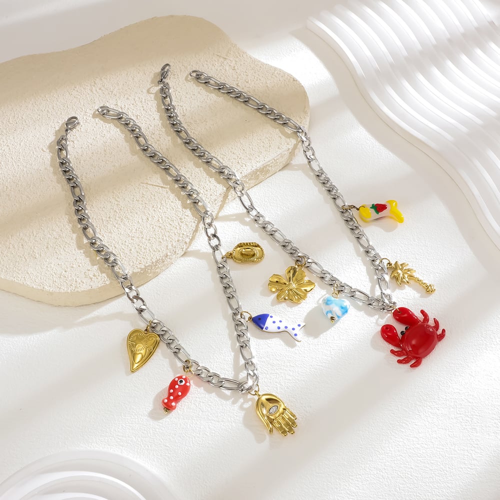 1 Stück Vivid Crab Edelstahl Gold Farbe Damen Anhänger Halsketten Bild3