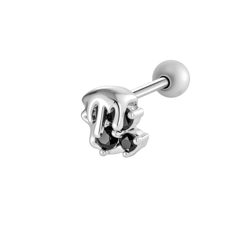 1 Piece Heart Animal Copper Gold Color Zircon Piercing Earring