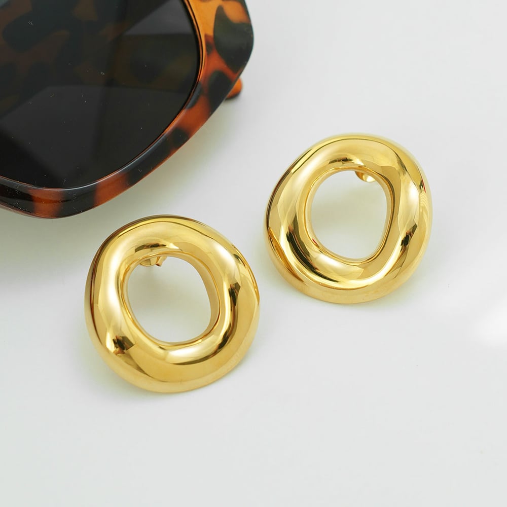 1 Piece Elegant Irregular Shape Stainless Steel  Gold Color  Women's Stud Earrings h5Picture7