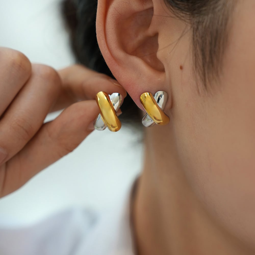 1 Piece Simple Series Daily Patchwork Stainless Steel Gold Color  Women's Stud Earrings Picture3