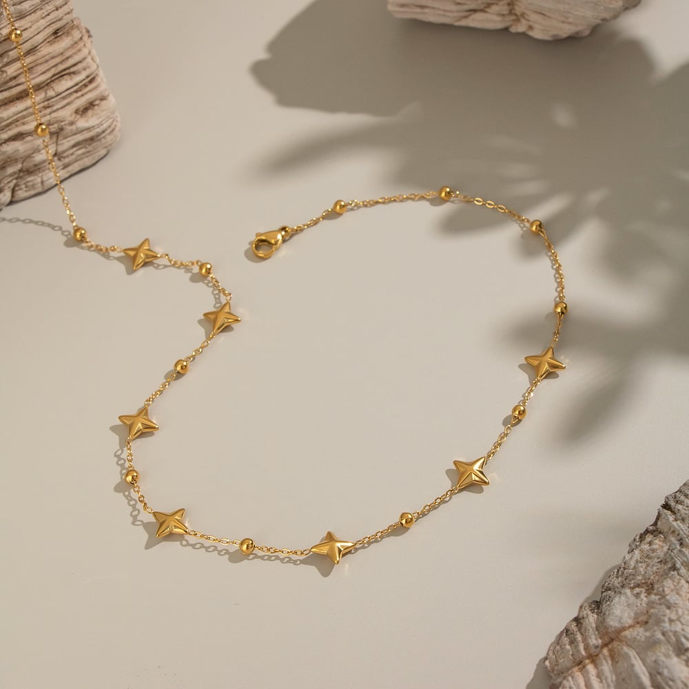 1 Piece Stars Stainless Steel Gold Color Chain Necklace Picture4