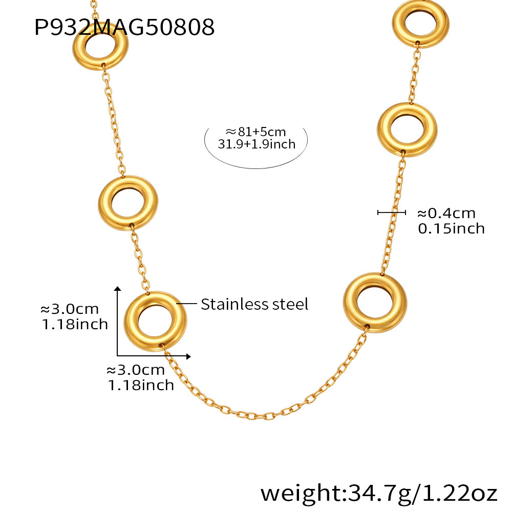 1 Piece Simple Circle Stainless Steel Gold Color Women's Long Necklaces h5Picture2