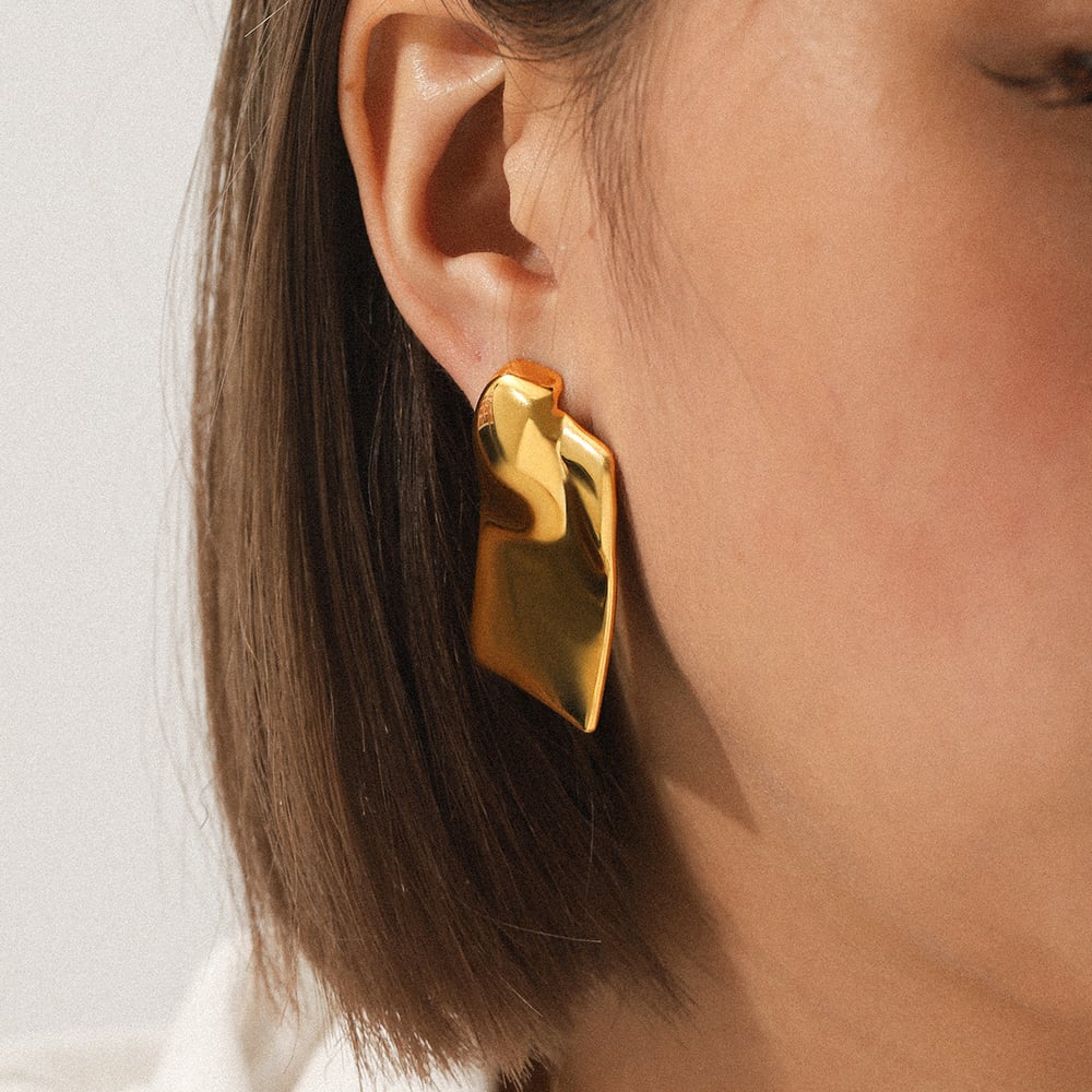 1 Paar tägliche rechteckige Ohrstecker aus Edelstahl in Goldfarbe für Damen h5Bild4