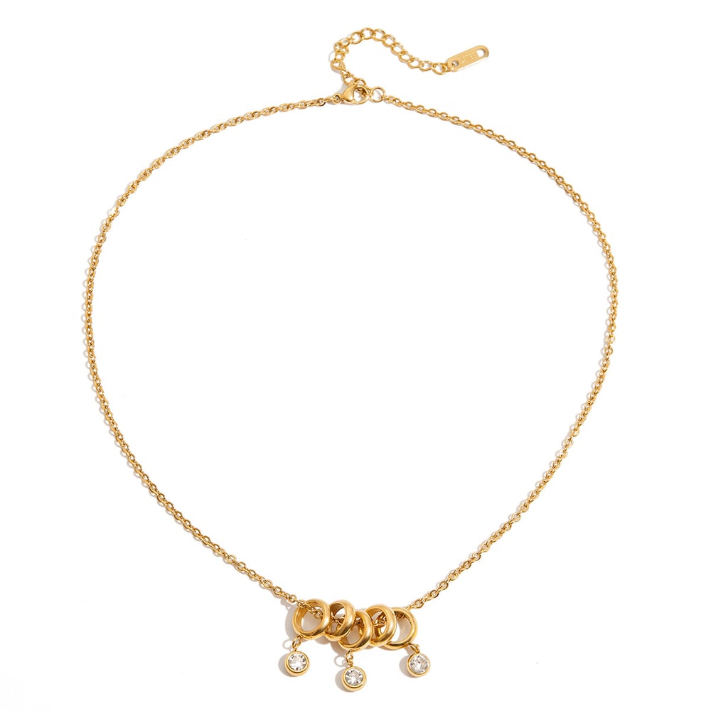1 Piece Luxurious Circle Stainless Steel Gold Color Women's Pendant Necklaces