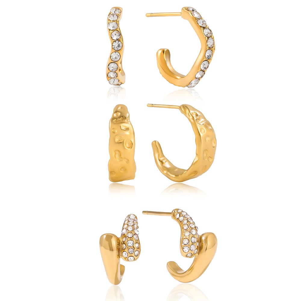 1 Pair Shinning Circle Stainless Steel Gold Color Women's Hoop Earrings Picture5