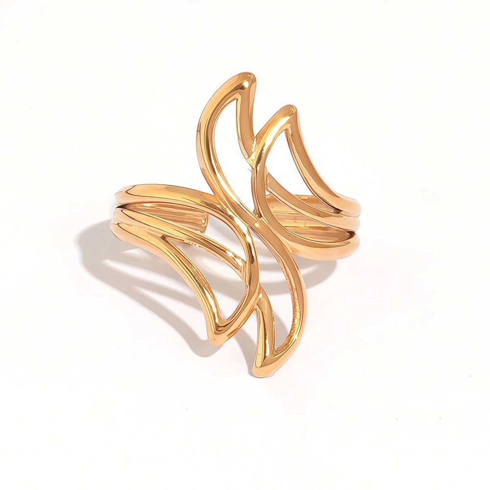 1 Piece Casual Irregular Shape Stainless Steel Gold Color Statement Rings