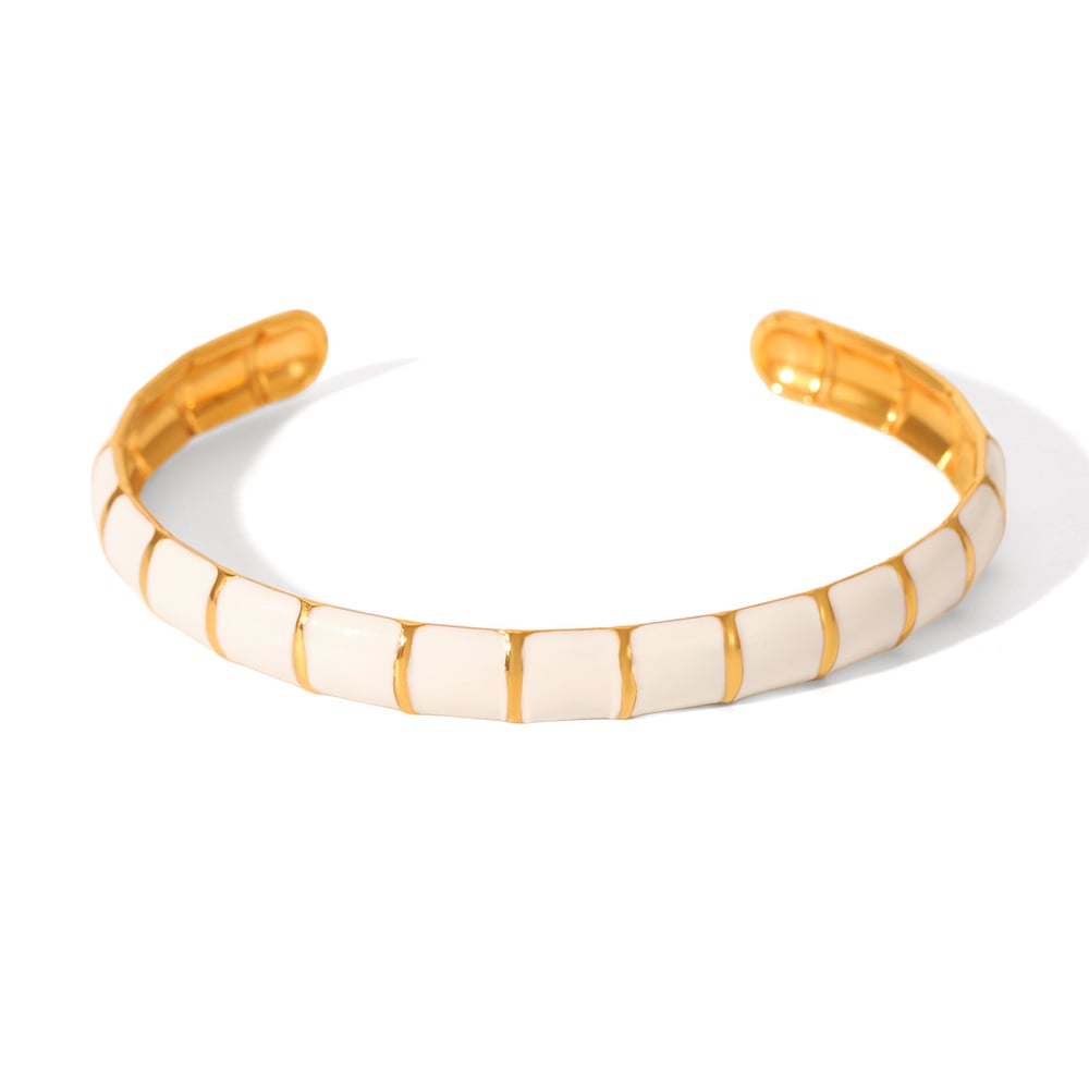 1 Stück Simple Series Daily Plant Edelstahl Goldfarben Damen Armreifen h5Bild6