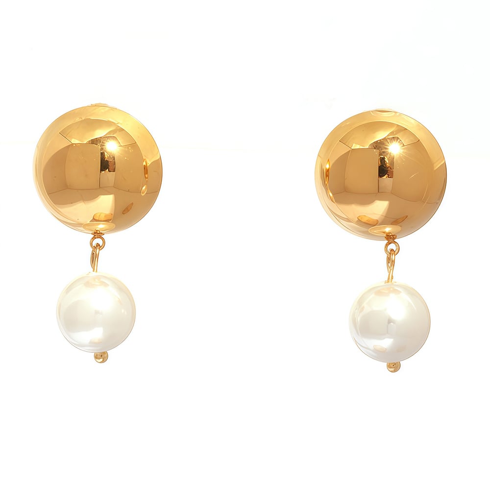 1 Pair Retro Patchwork Stainless Steel  Gold Color Women's Stud Earrings 