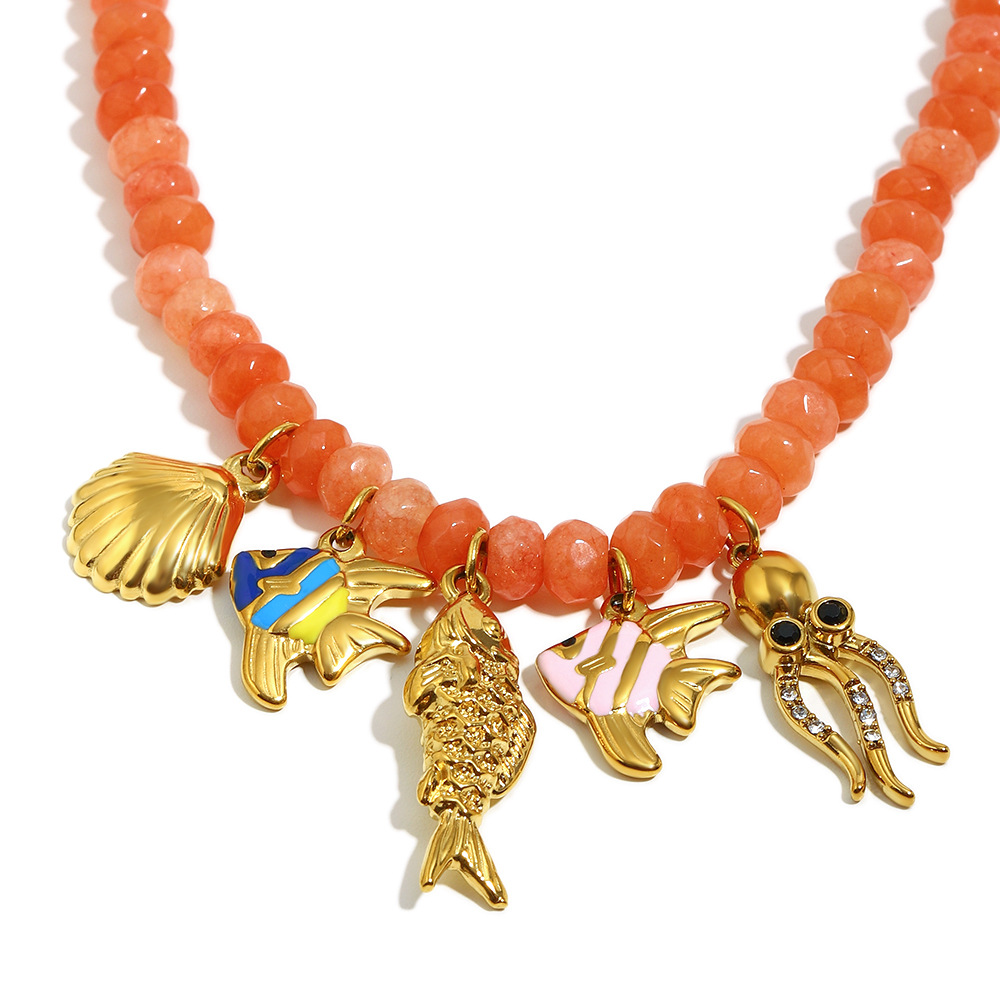 1 Stück luxuriöse Fisch-Natursteine in Goldfarbe für Damen-Perlenketten h5Bild4