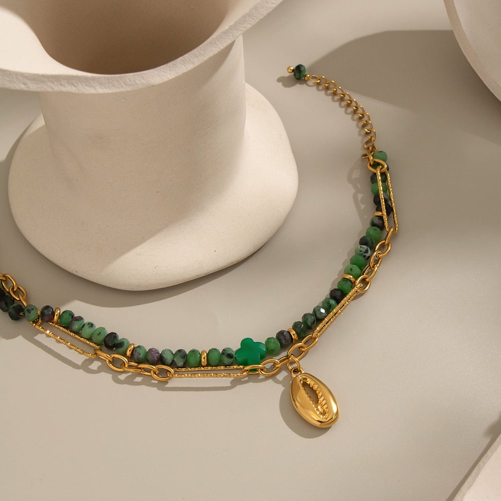 1 Stück Natursteinperlen Edelstahl Perlenarmband Bild2