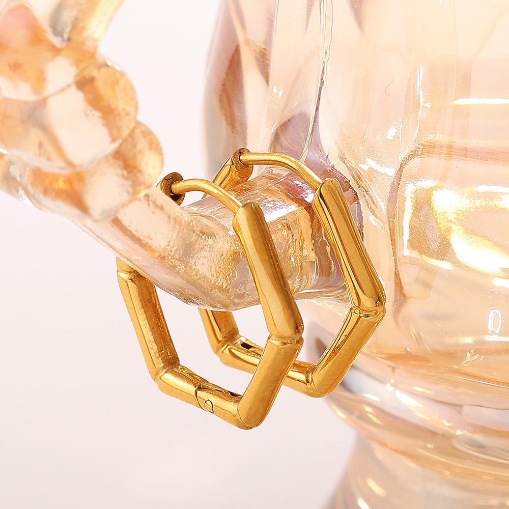 1 Pair Irregular Shape Stainless Steel Gold Color Hoop Earrings h5Picture4