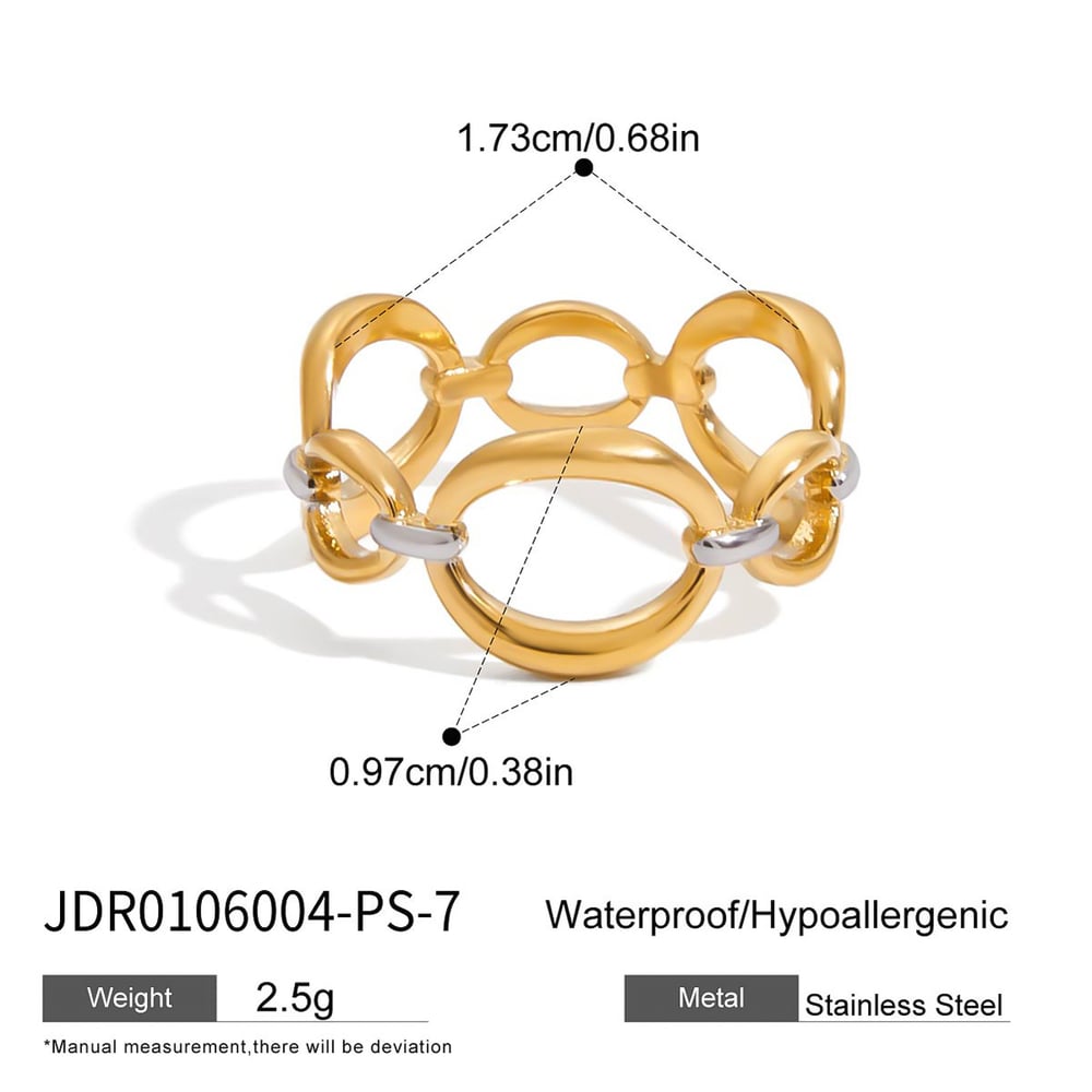 1 Piece Casual Irregular Shape Stainless Steel Gold Color Statement Rings h5Picture2