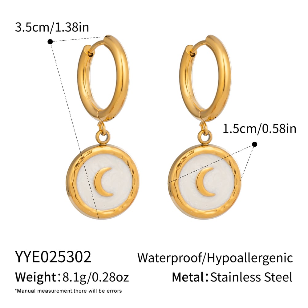 Klassische Serie Elegantes Halsketten-Set mit Mond aus Edelstahl in Goldfarbe