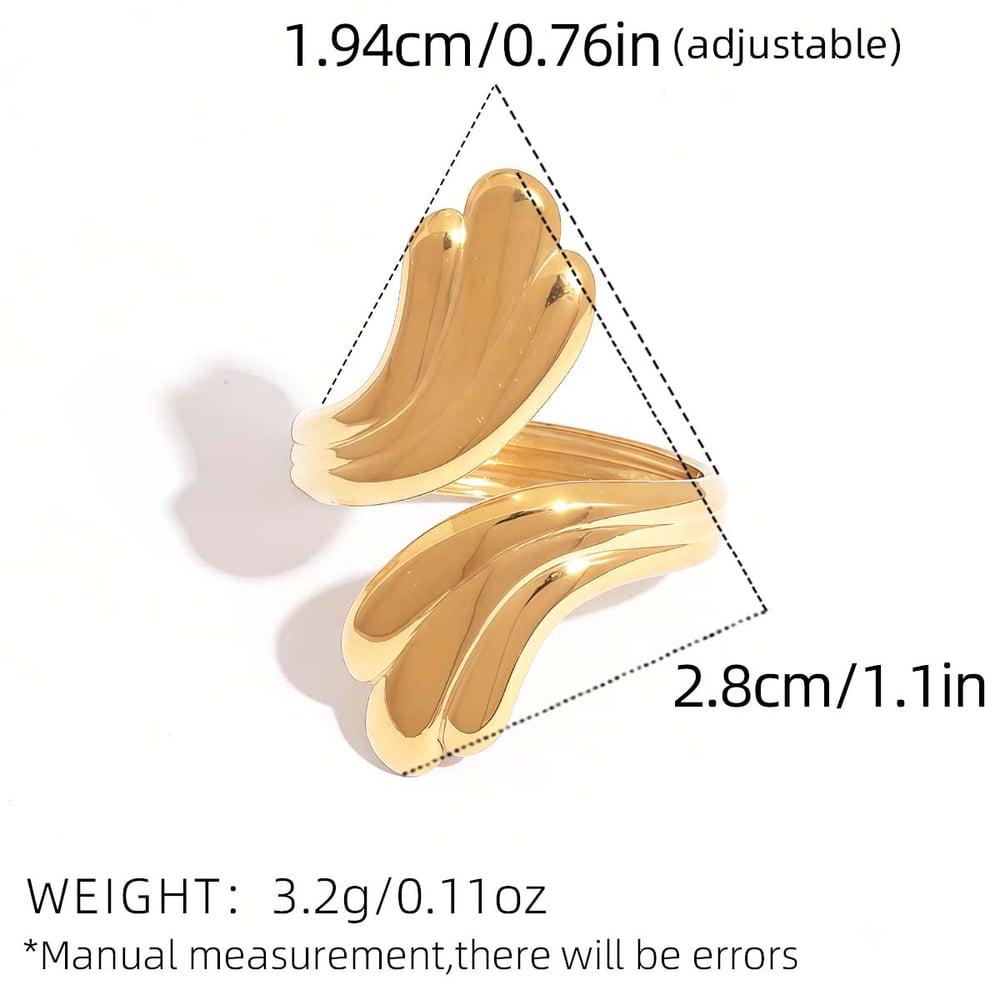1 Piece Casual Irregular Shape Stainless Steel Gold Color Statement Rings h5Picture2