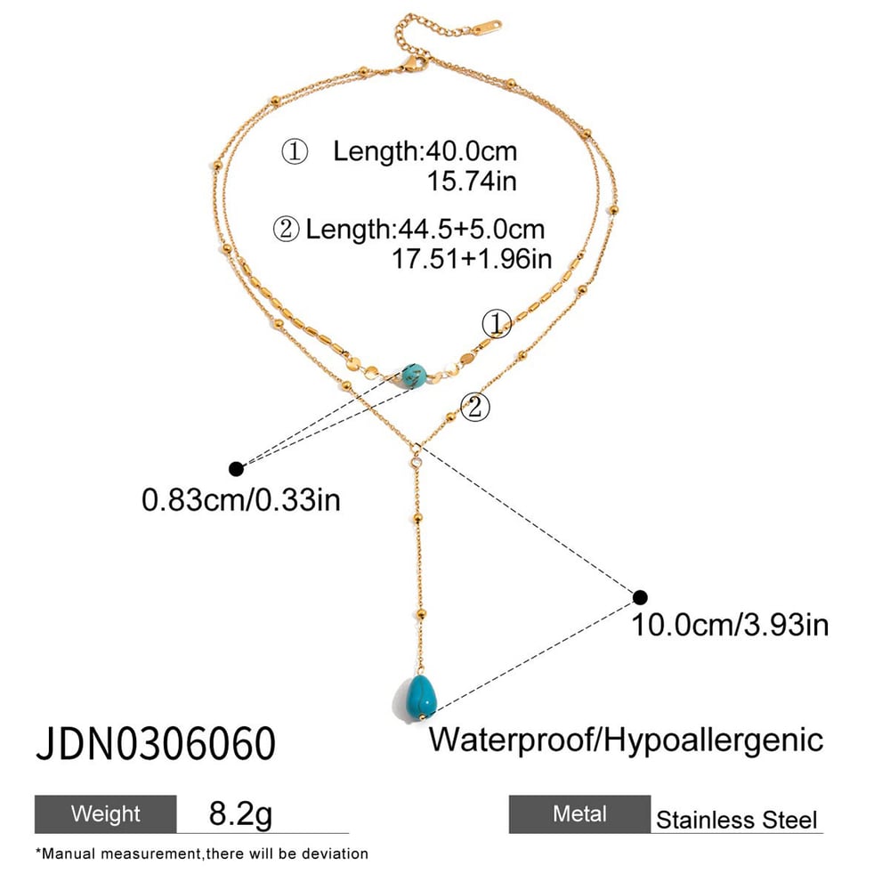 1 Piece Classic Calaite Droplet Stainless Steel Gold Color Women's Layered Necklaces h5Picture2