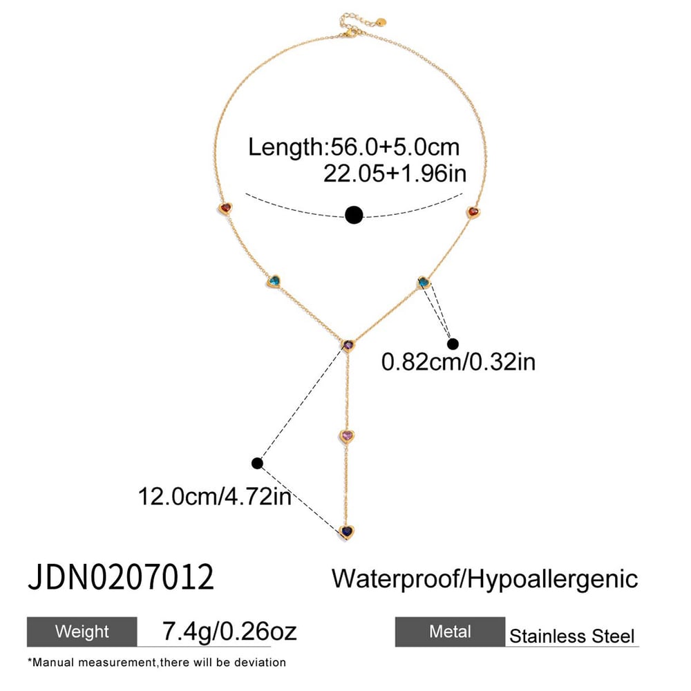 1 Piece Polychrome Heart Zircon Stainless Steel Women's Pendant Necklaces Picture2